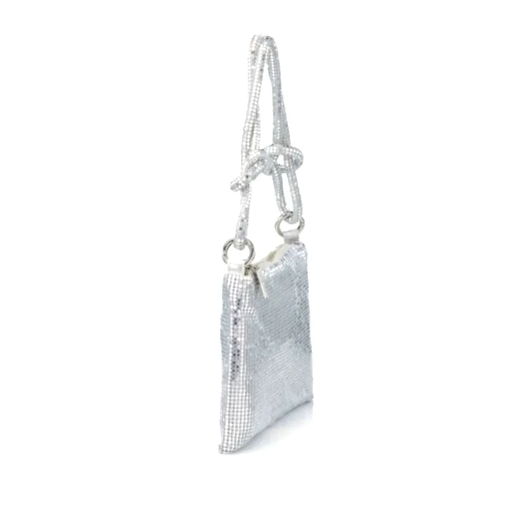 Nina New York Swoon In Silver Mesh Clutch/Evening Bag NWT & Box